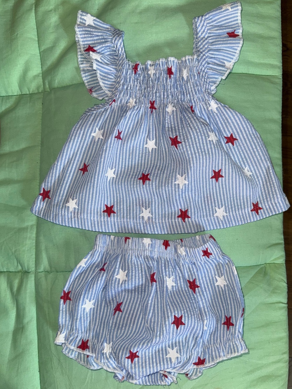 Blue Stripe Stars Toddler Two-Piece Set - Red & White Star Print